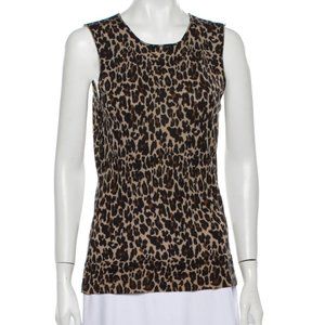 Tory Burch Leopard Print Tank Top Sleeveless Wool
